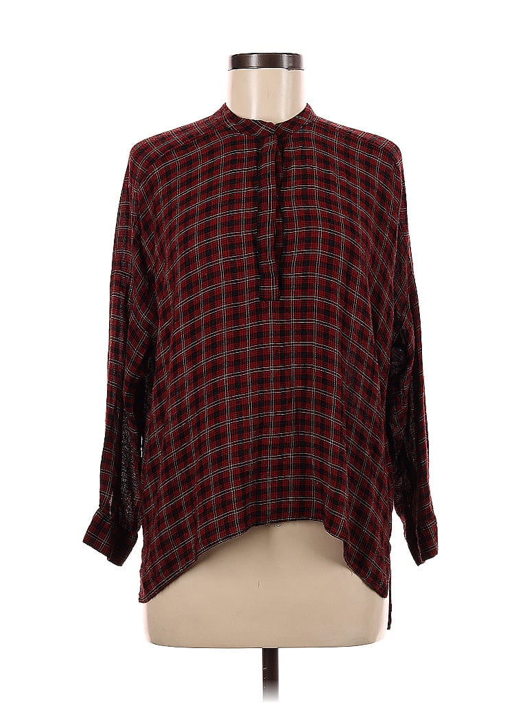 Pre-owned Zara 3/4 Sleeve T-shirt In Burgundy