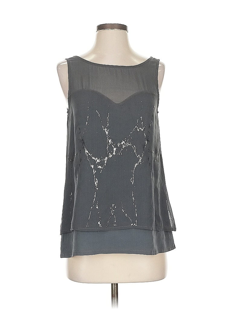 Click to view more detailed imagery on our partner's website Pre-owned Gypsy 05 Sleeveless Silk Top Gray Strapless Neckline Tops