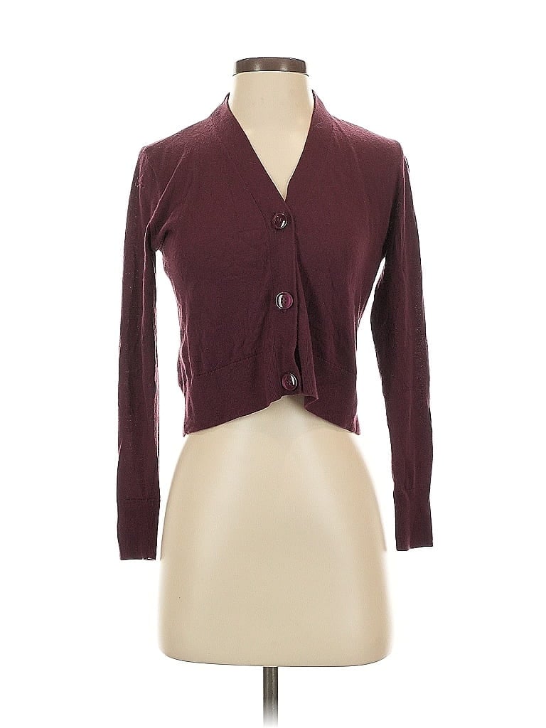 Pre-owned Halogen Cardigan Sweater In Burgundy