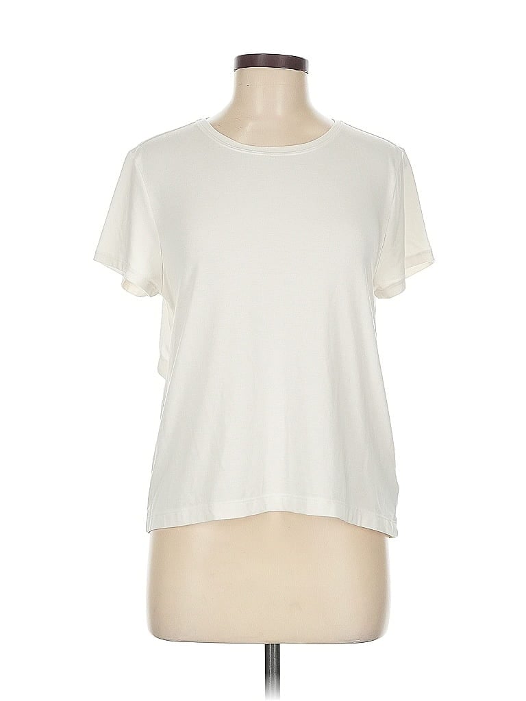Pre-owned Athleta Short Sleeve Top Ivory Crew Neck Tops In White