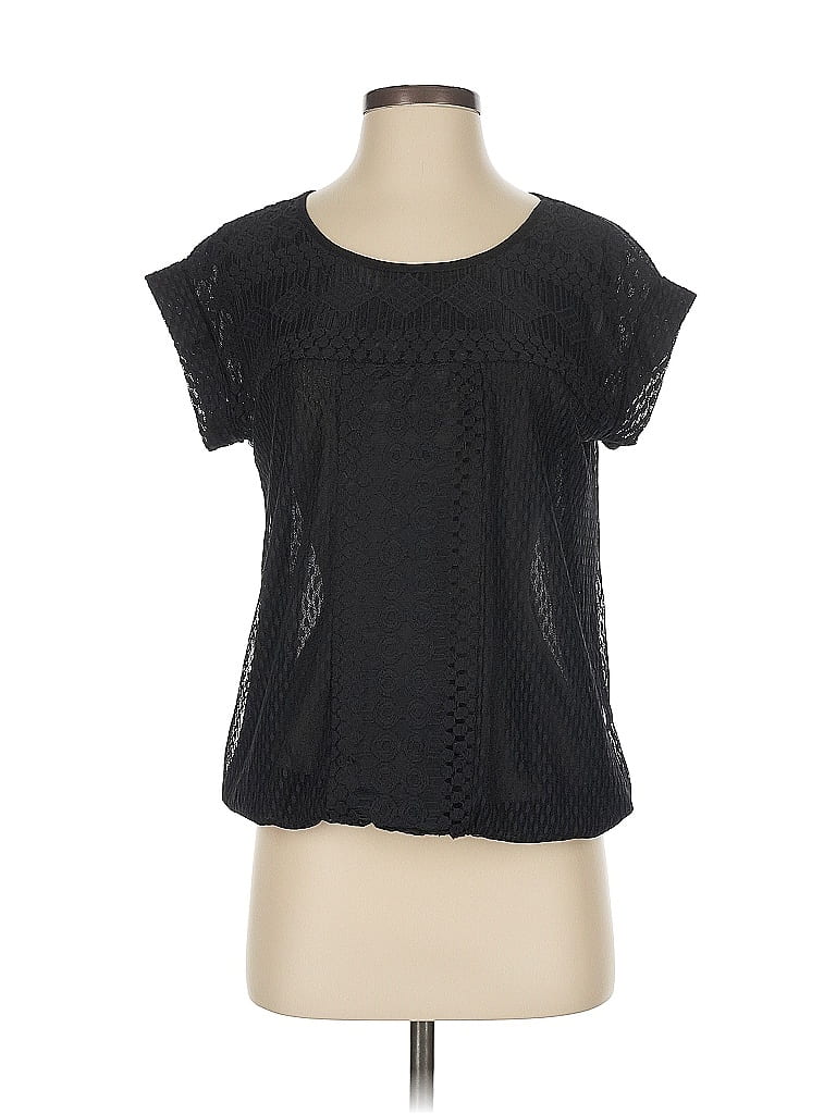 Pre-owned Max Studio Short Sleeve Top Black Scoop Neck Tops