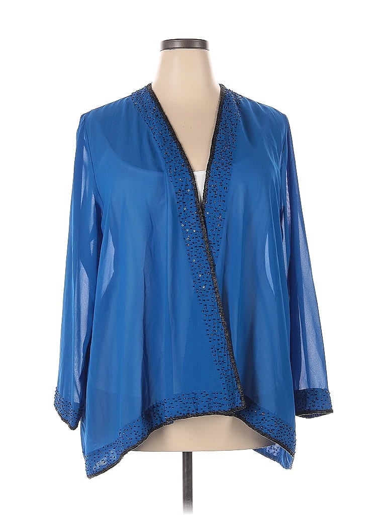 Roaman's 100% Polyester Blue 3/4 Sleeve Blouse Size 24 - photo 1