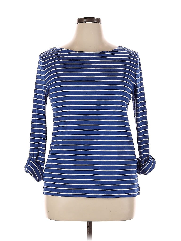 Pre-owned Jones New York Signature 3/4 Sleeve T-shirt In Blue