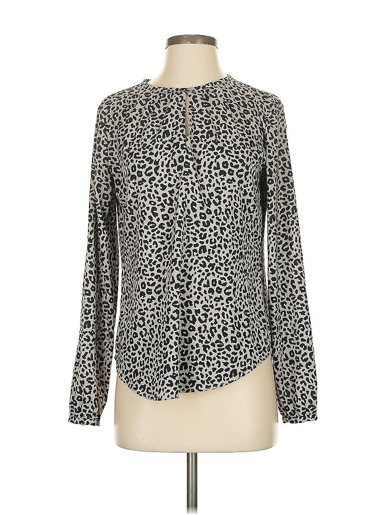 Pre-owned Ann Taylor Long Sleeve Blouse In Gray