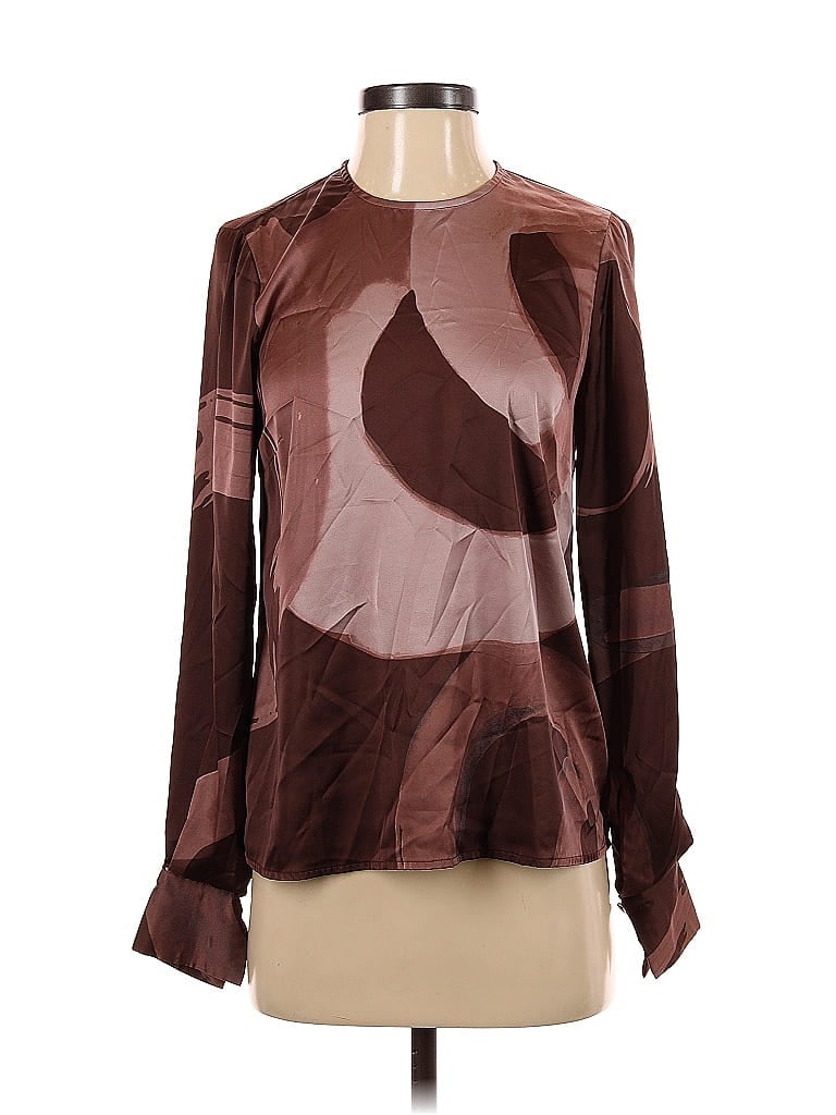 Pre-owned Slate & Willow Long Sleeve Blouse In Brown