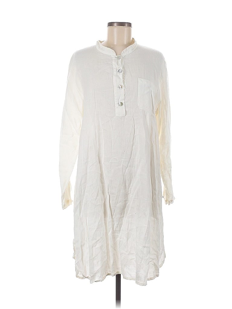 Flax 100% Linen Ivory Yellow Casual Dress Size 6 (S) - photo 1