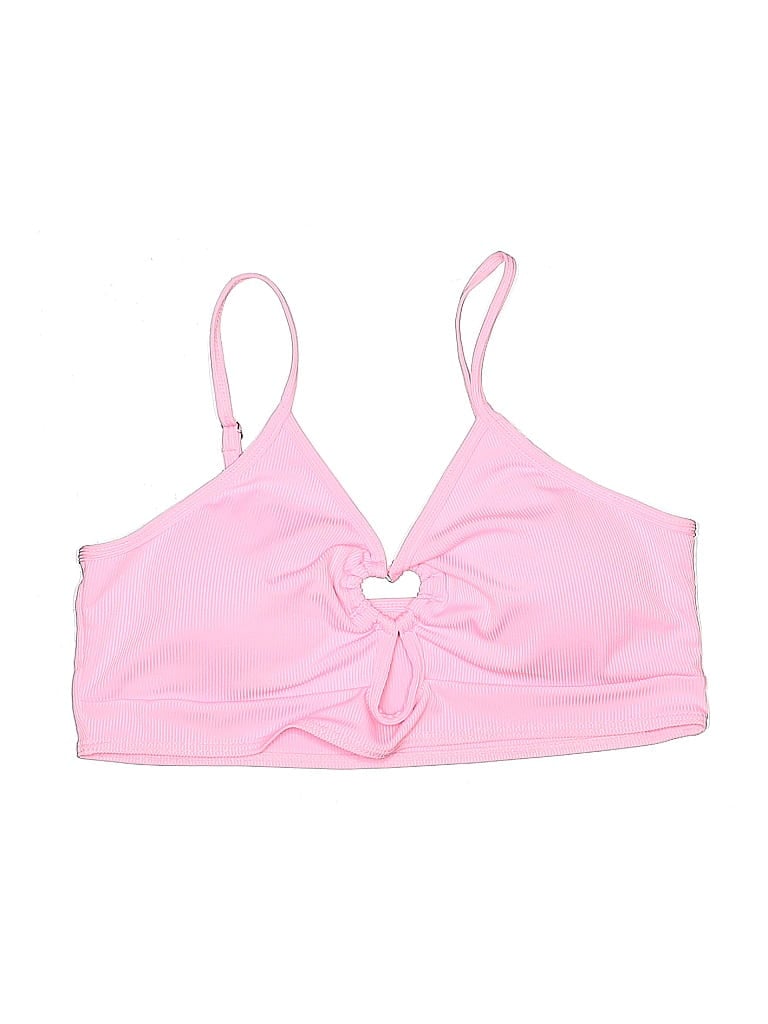 Pre-owned Romwe Swimsuit Top Pink Hearts Pattern Swimwear