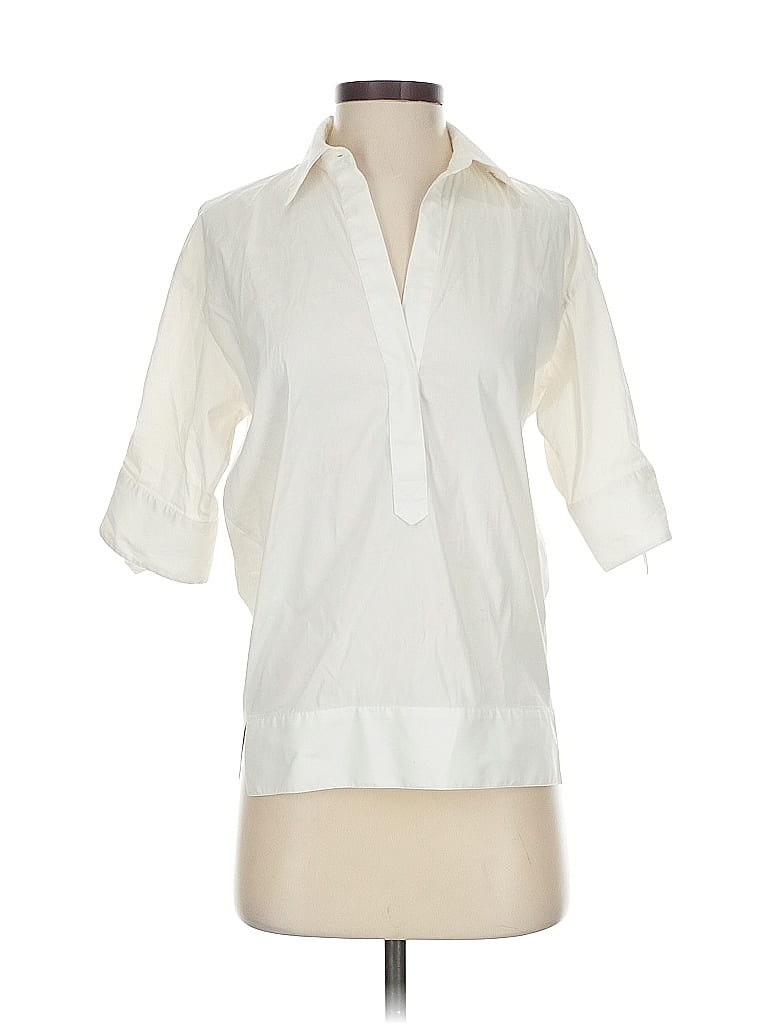 Pre-owned Bcbgmaxazria Short Sleeve Blouse In White