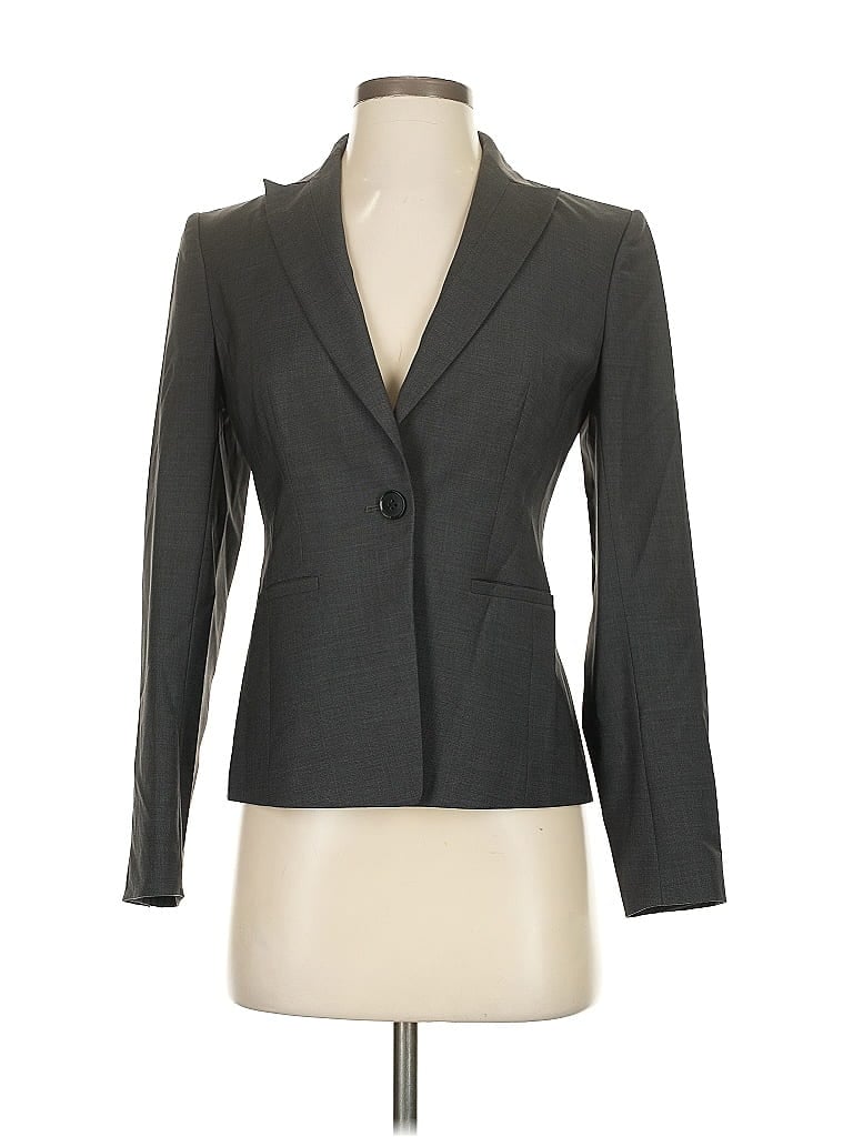Pre-owned Ann Taylor Wool Blazer Jacket In Gray