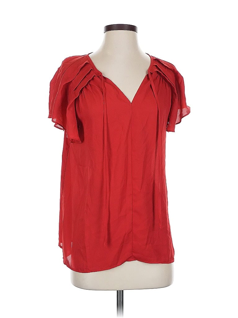 Pre-owned Max Studio Short Sleeve Blouse In Red