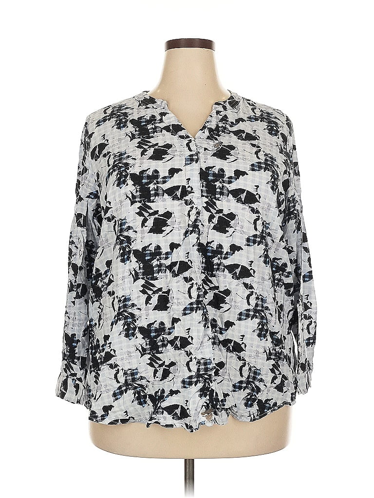 Pre-owned Woman Within 3/4 Sleeve Blouse In Silver