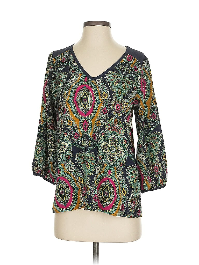 Pre-owned Alya 3/4 Sleeve Blouse In Green