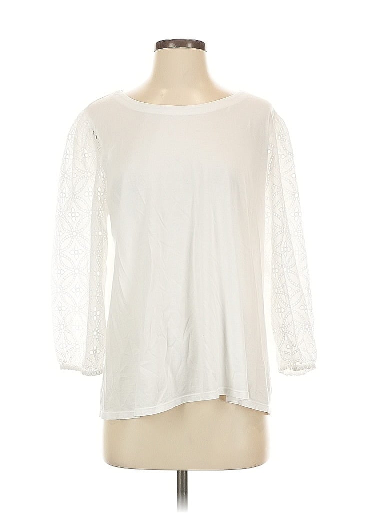 Pre-owned Jjill 3/4 Sleeve T-shirt In White