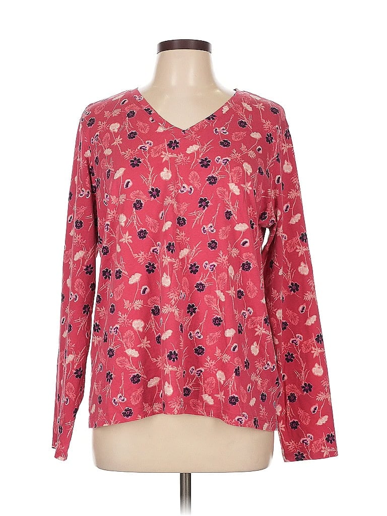Pre-owned Lands' End Long Sleeve Blouse In Pink