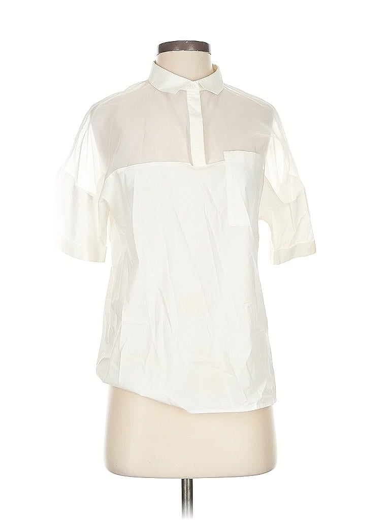 Pre-owned Zara Basic Short Sleeve Blouse In White