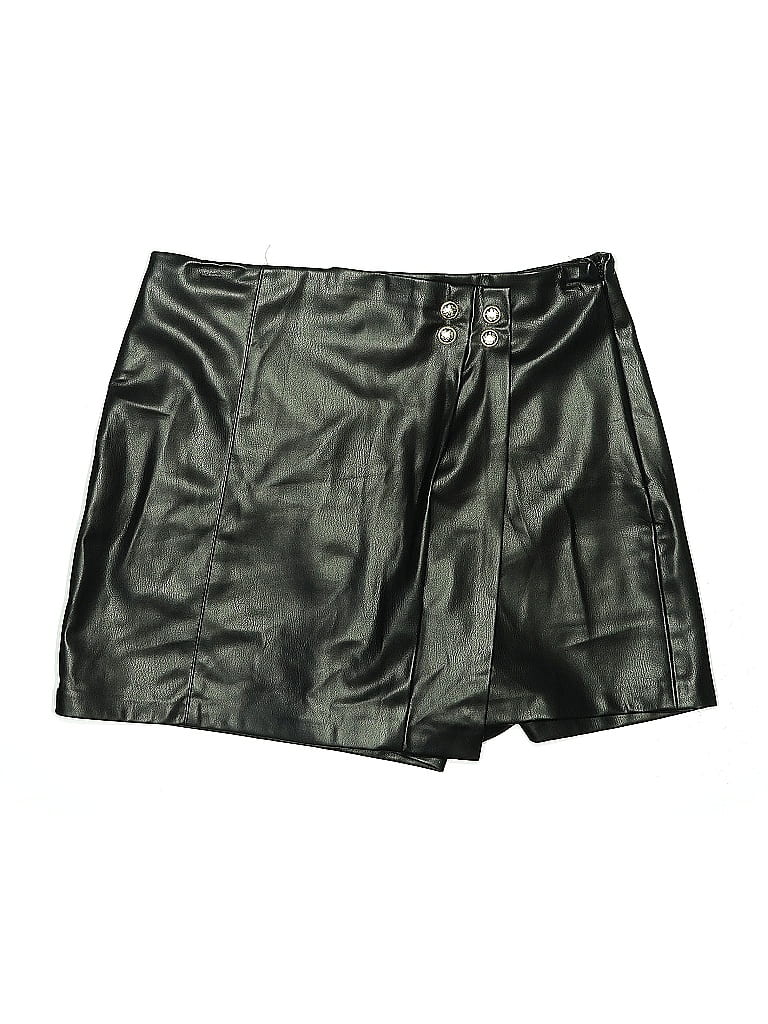 Pre-owned Zara Faux Leather Skirt In Black