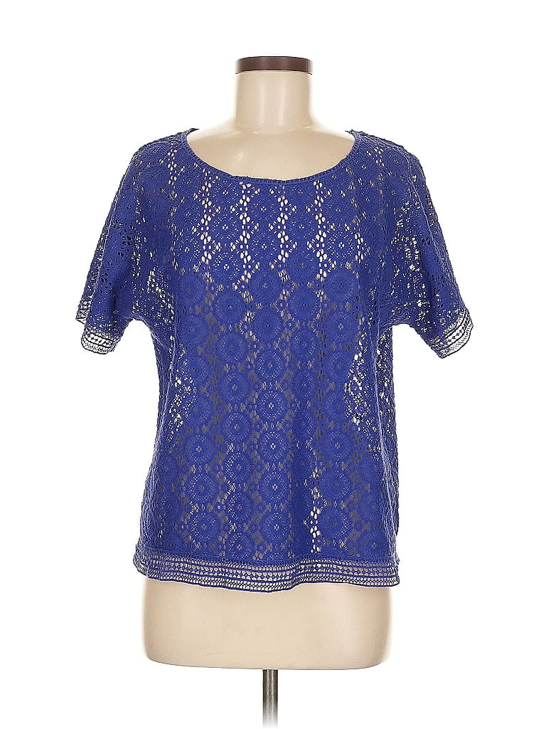 Pre-owned Chico's Short Sleeve Blouse In Blue