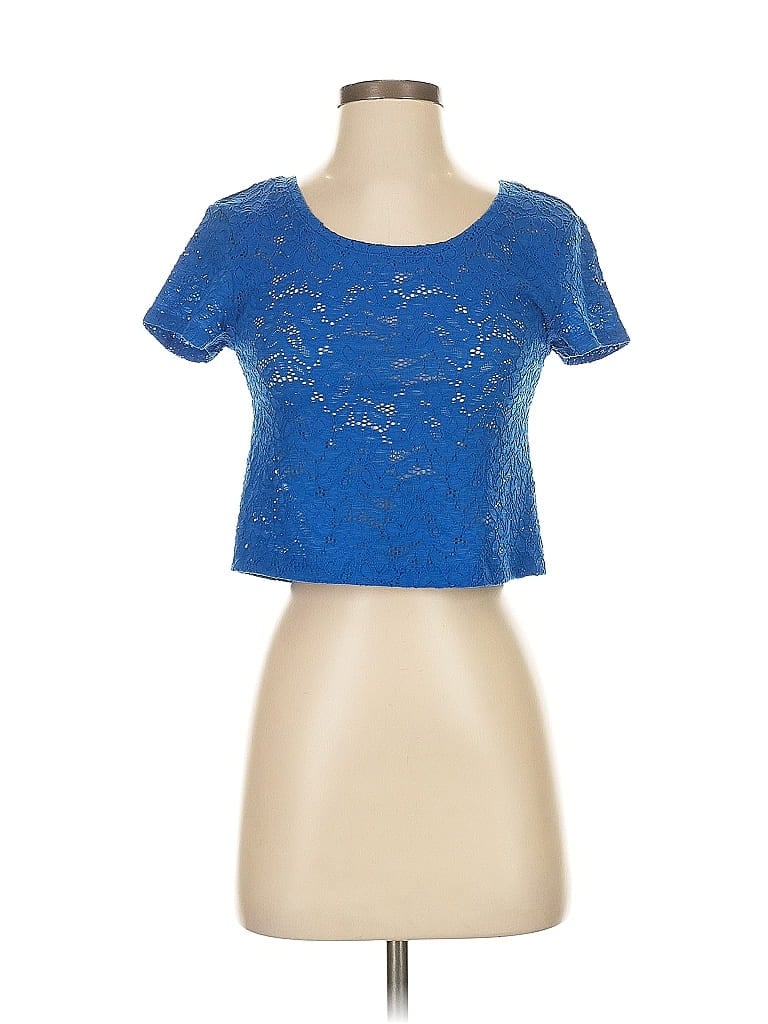Pre-owned Express Short Sleeve Top Blue Sweetheart Neckline Tops