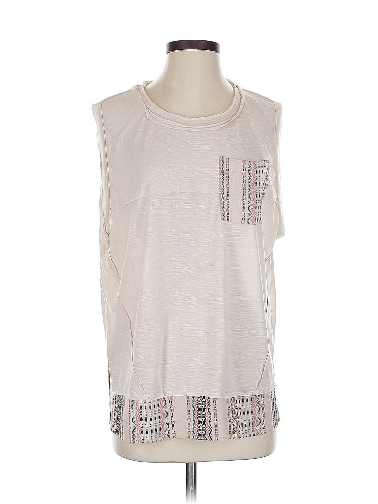 Pol Ivory Tan Sleeveless T-Shirt Size S - photo 1