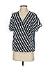 Ellen Tracy 100% Rayon Stripes Blue Short Sleeve Blouse Size S - photo 1