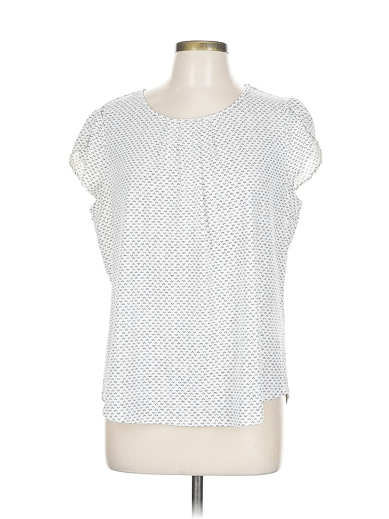 Pre-owned Adrianna Papell Short Sleeve Blouse In White