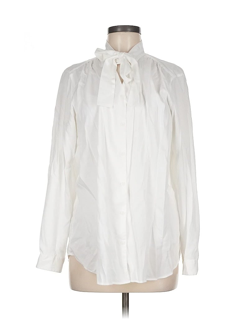Pre-owned Uniqlo Long Sleeve Blouse In White