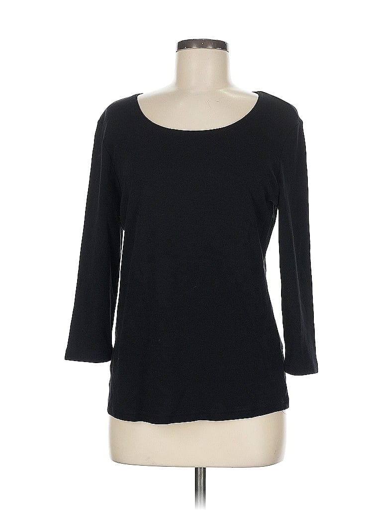 Pre-owned Karen Scott 3/4 Sleeve T-shirt In Black