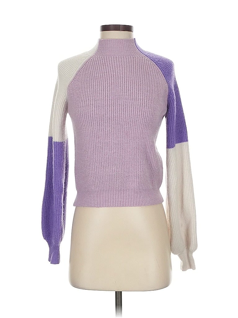 Zaful Color Block Purple Turtleneck Sweater Size S - photo 1