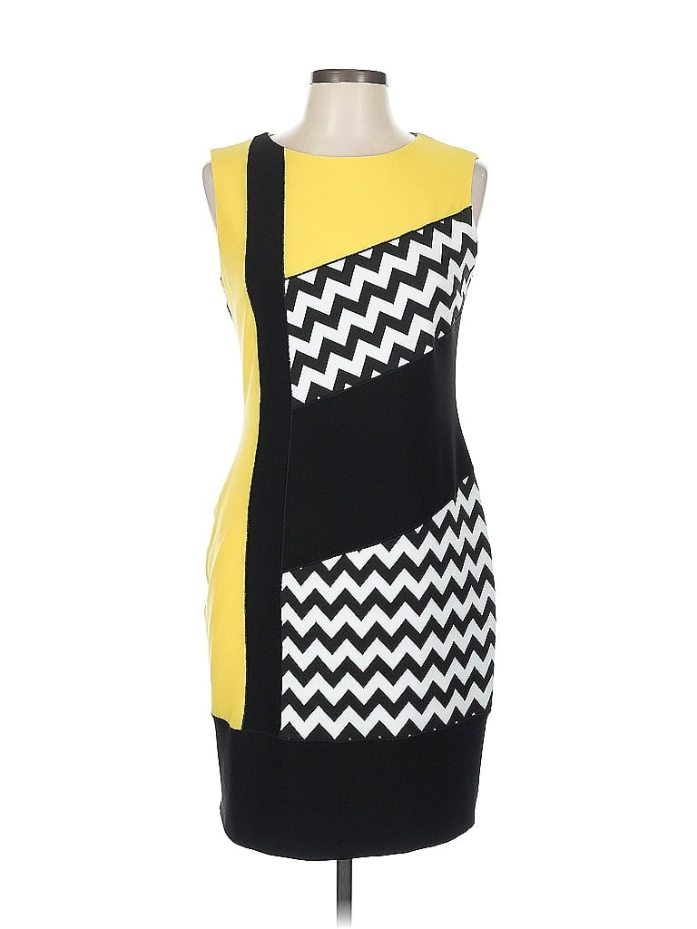 Joseph Ribkoff Graphic Yellow Cocktail Dress Size 10 - photo 1
