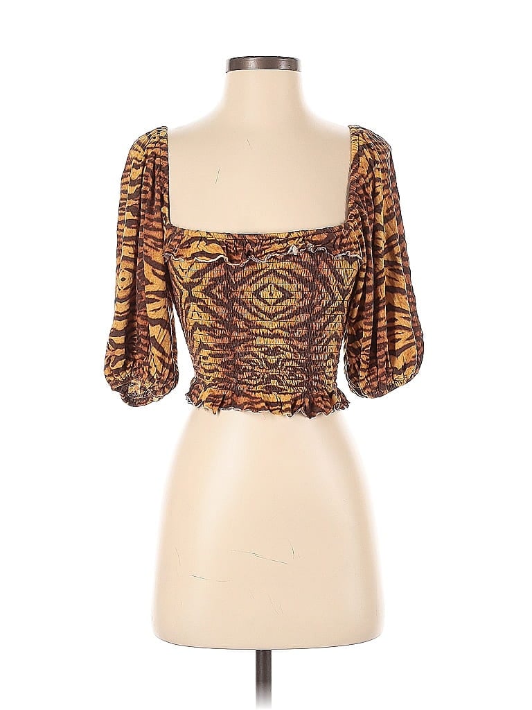 Pre-owned Urban Outfitters 3/4 Sleeve Blouse In Brown