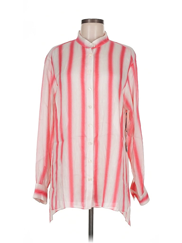 Worth New York Stripes Pink Long Sleeve Button-Down Shirt Size M - photo 1