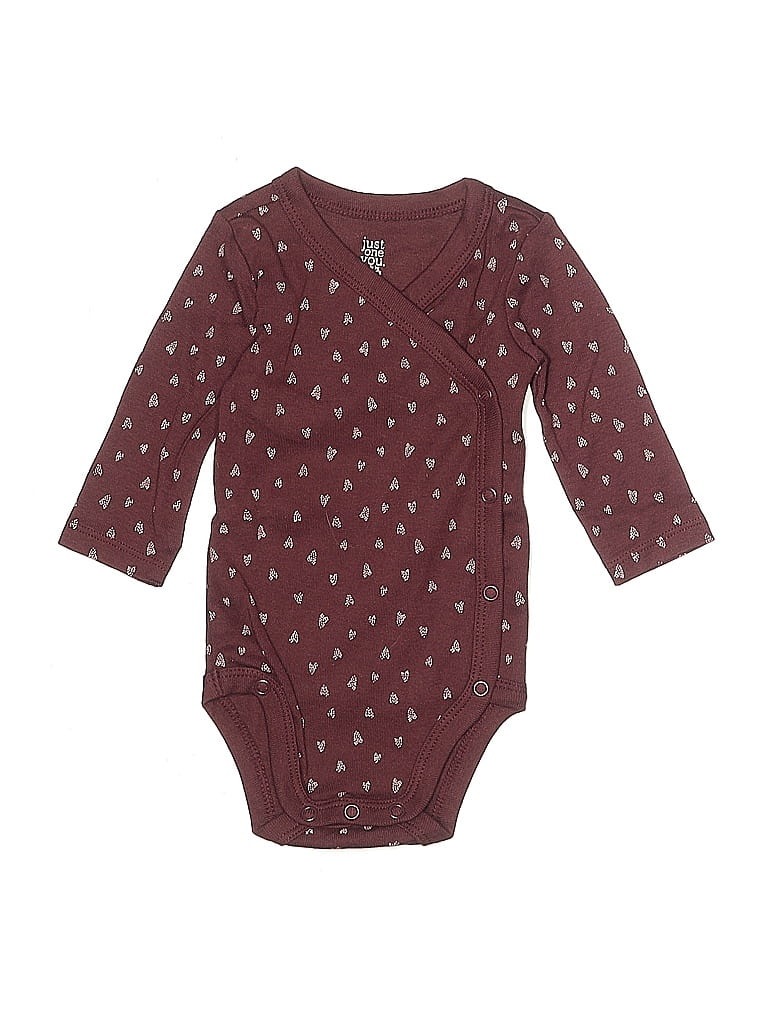 Just One You Made by Carter's 100% Cotton Burgundy Long Sleeve Onesie 0-3 MO / 3 MO - photo 1