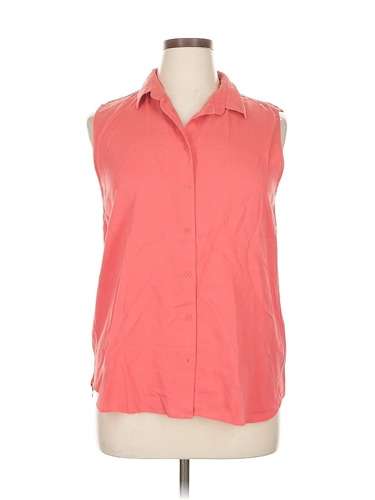 Pre-owned Uniqlo Sleeveless Button Down Shirt In Orange