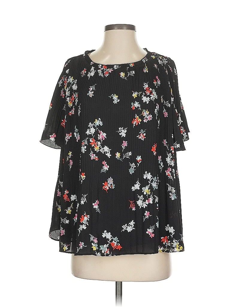 Pre-owned Ann Taylor Short Sleeve Blouse In Black
