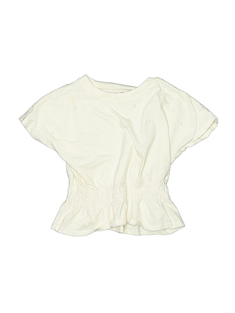 H&M Pre-owned Kids' Short Sleeve Top Ivory Cowl Neck Tops In White