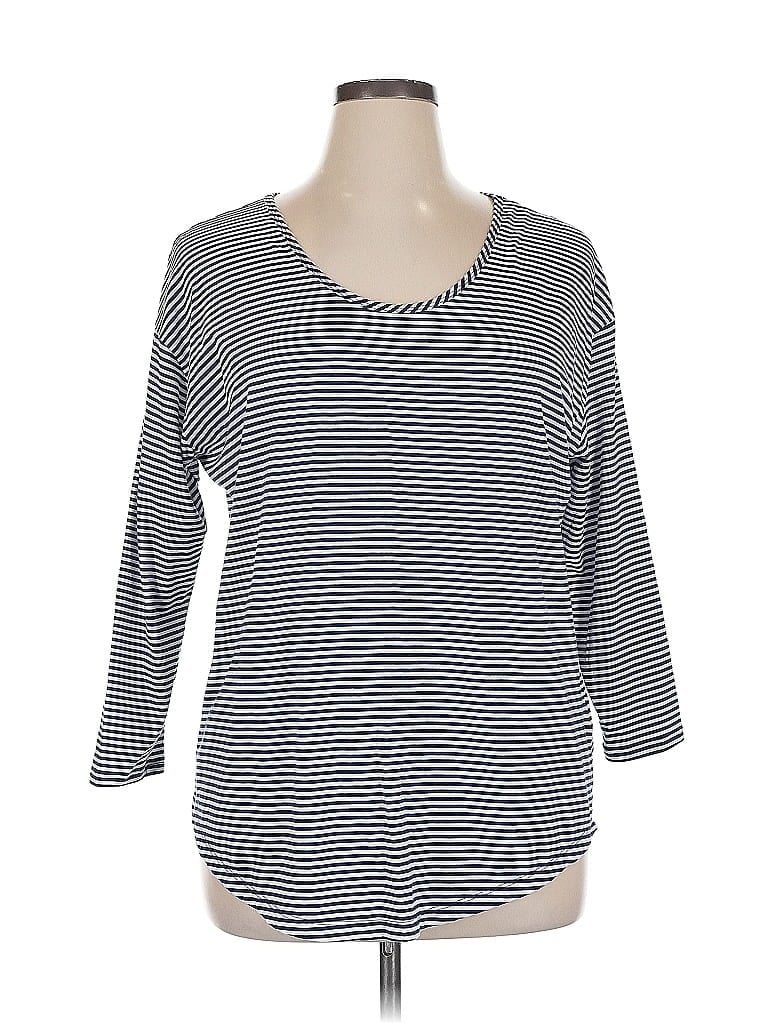 Pre-owned Lands' End 3/4 Sleeve T-shirt In Blue