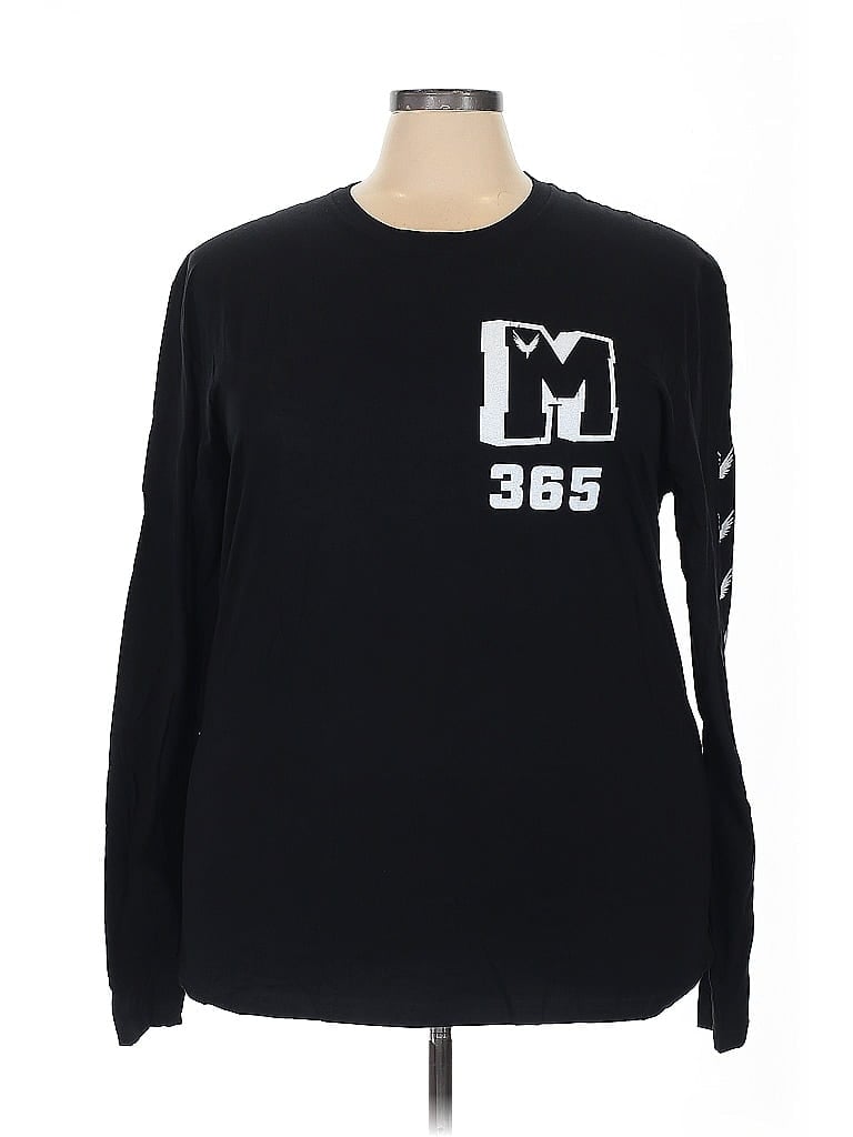 Pre-owned Maverick Long Sleeve Top Black Crew Neck Tops
