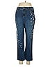 LOGO by Lori Goldstein Floral Blue Jeans Size 6 - photo 1