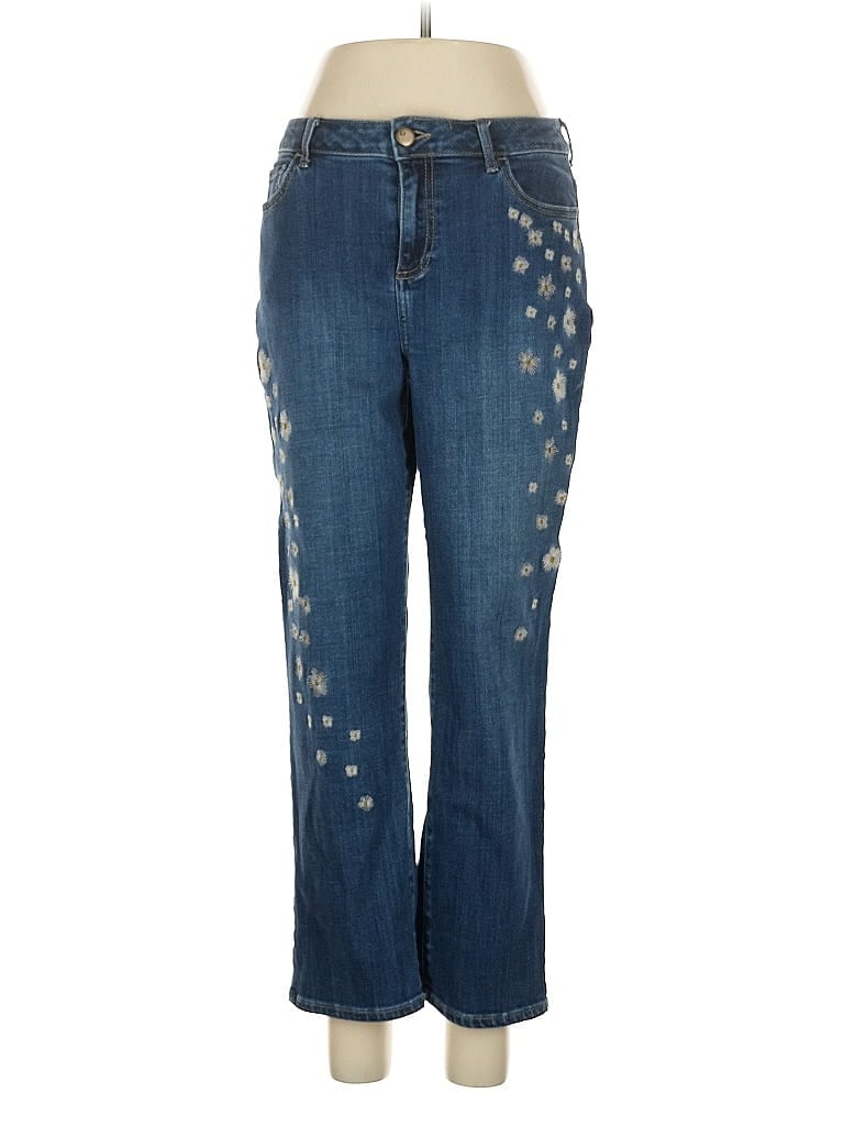 LOGO by Lori Goldstein Floral Blue Jeans Size 6 - photo 1