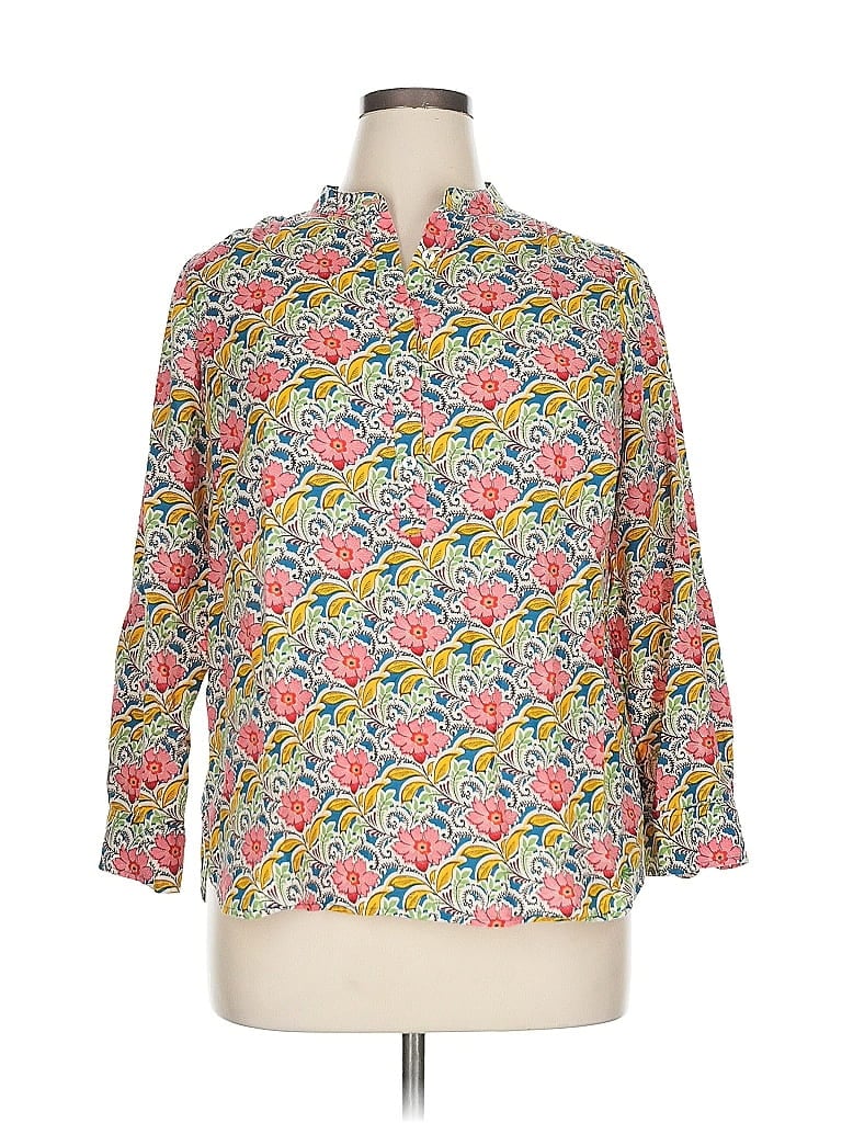 Pre-owned Talbots 3/4 Sleeve Button Down Shirt In Yellow