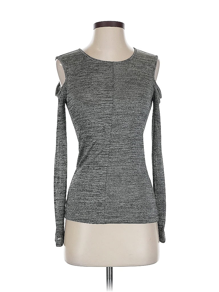 Pre-owned Rag & Bone Long Sleeve Top Gray Cold Shoulder Neckline Tops