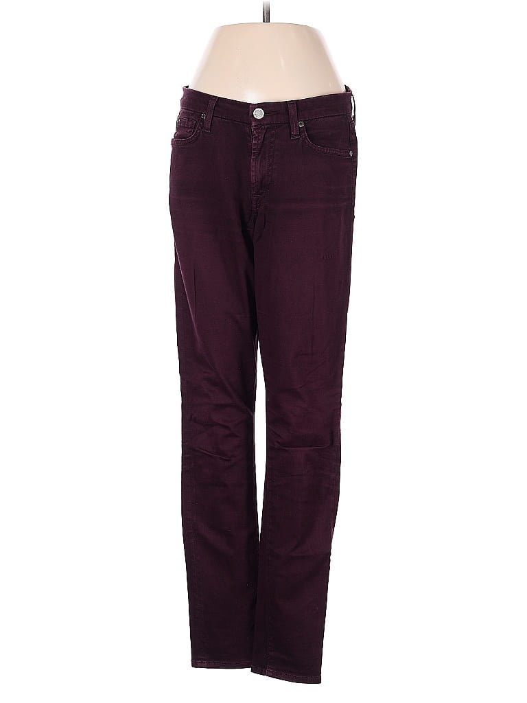 Pre-owned 7 For All Mankind Casual Pants In Burgundy