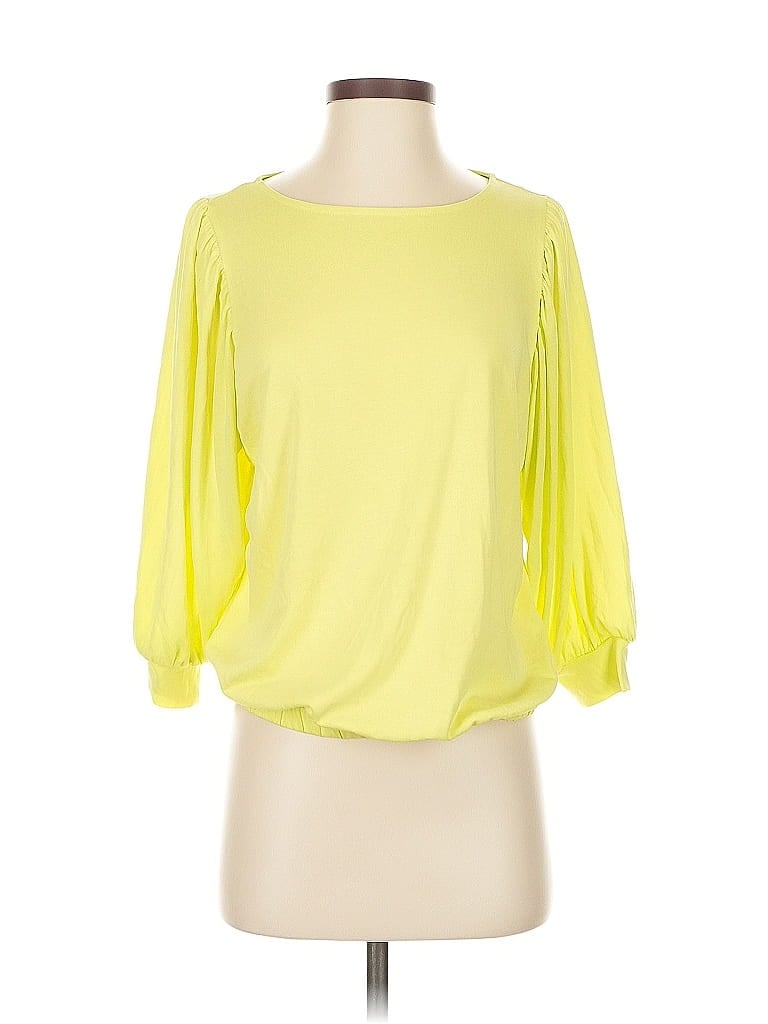 Pre-owned Simply Vera Vera Wang 3/4 Sleeve Top Yellow Cold Shoulder Neckline Tops