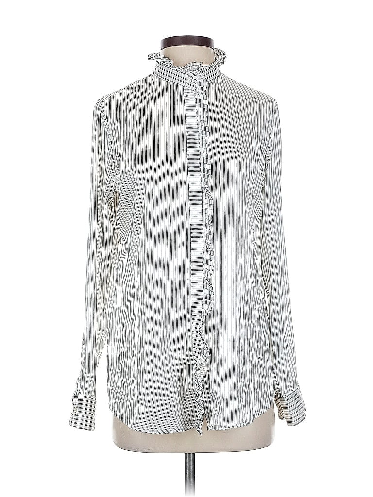 Pre-owned Banana Republic Long Sleeve Blouse In Silver
