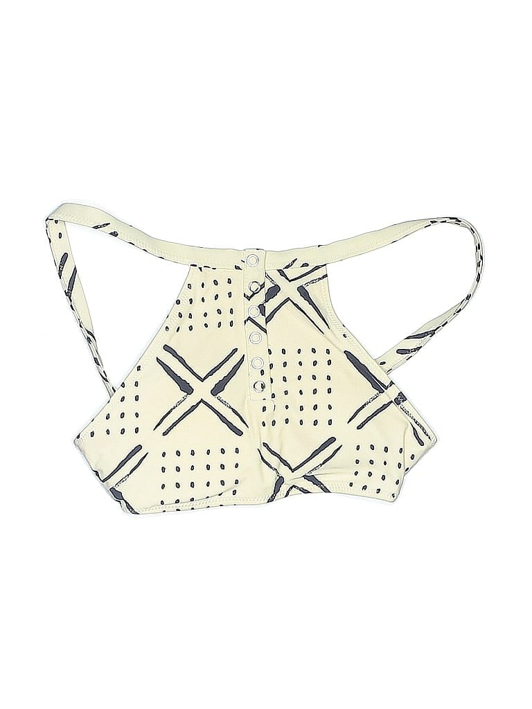 Pre-owned Aerie Swimsuit Top Ivory Argyle Pattern Swimwear In White