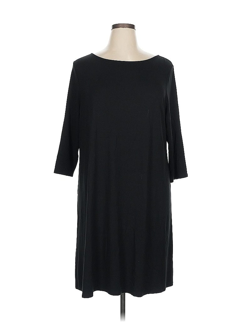 J.Jill Solid Black Casual Dress Size XL (petite) - photo 1