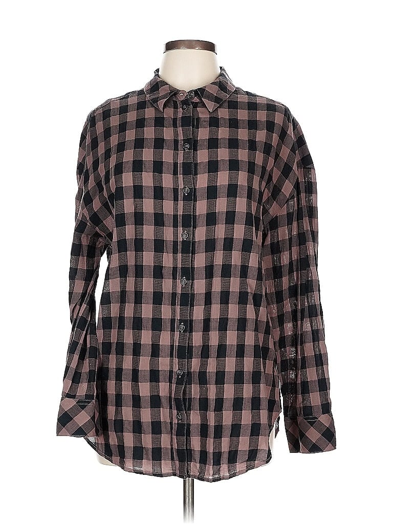 Pre-owned Sanctuary Long Sleeve Button Down Shirt In Brown