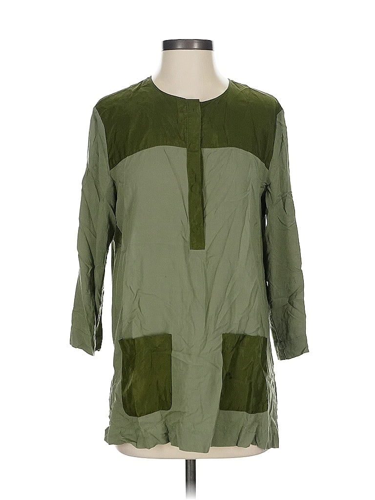 Armani Exchange 100% Rayon Color Block Green 3/4 Sleeve Blouse Size S - photo 1