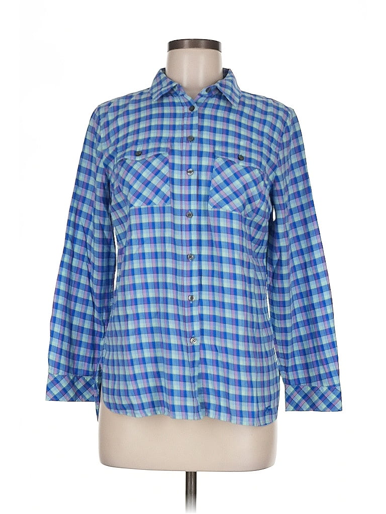 Pre-owned Talbots Long Sleeve Button Down Shirt In Blue