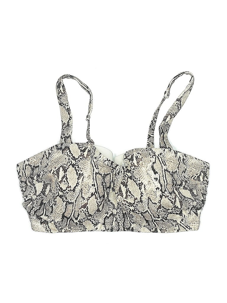 Pre-owned Shade & Shore Swimsuit Top Ivory Animal Print Pattern Swimwear In White